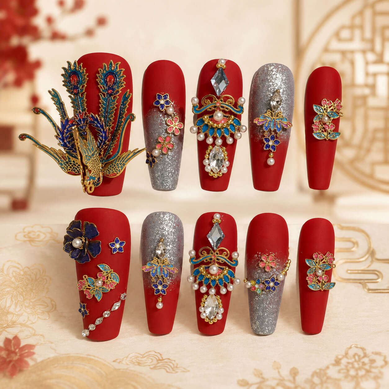 Phoenix Coronet ｜ Handcrafted Couture Press-On Nails
