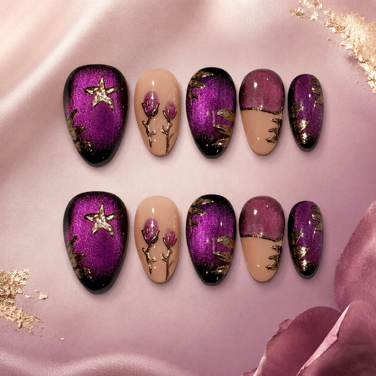 Velvet Amaranth ｜ Handcrafted Couture Press-On Nails
