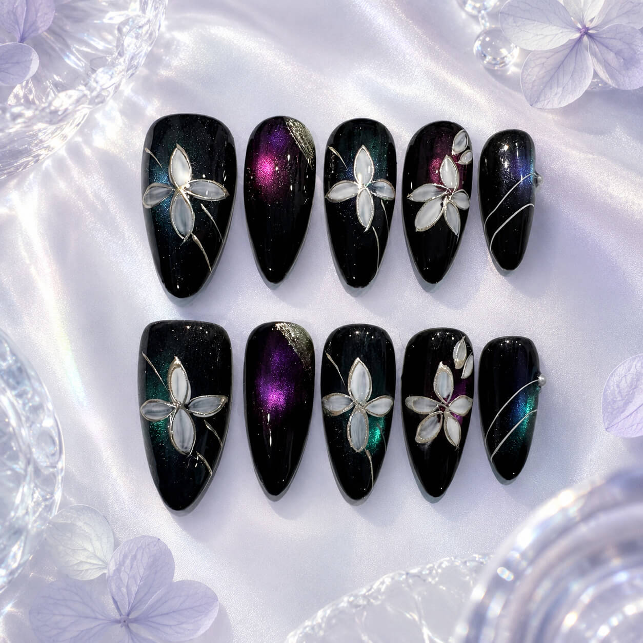 Nebula Orchid ｜ Handcrafted Couture Press-On Nails