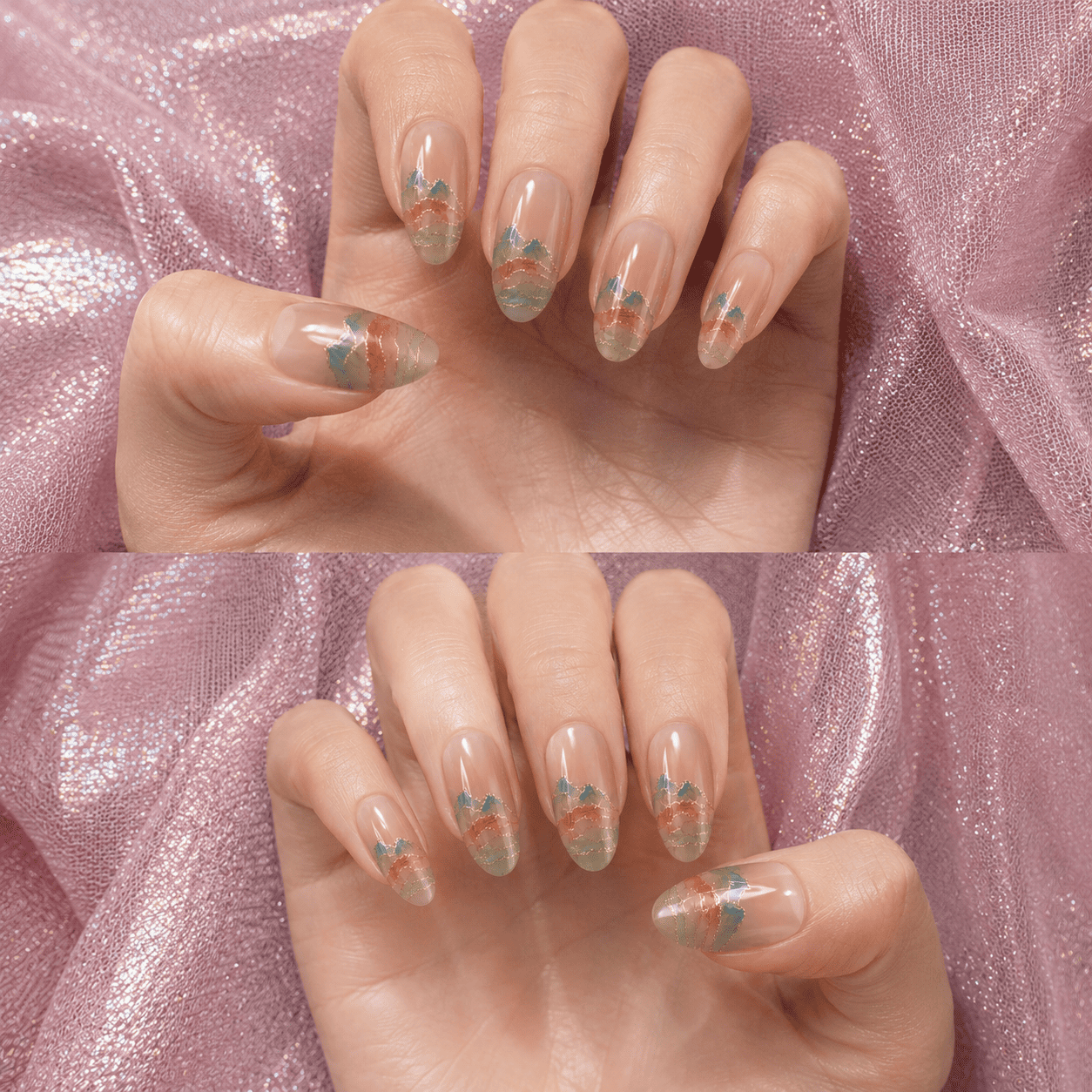 Rose Mountain Mirage | Handcrafted Couture Press-On Nails