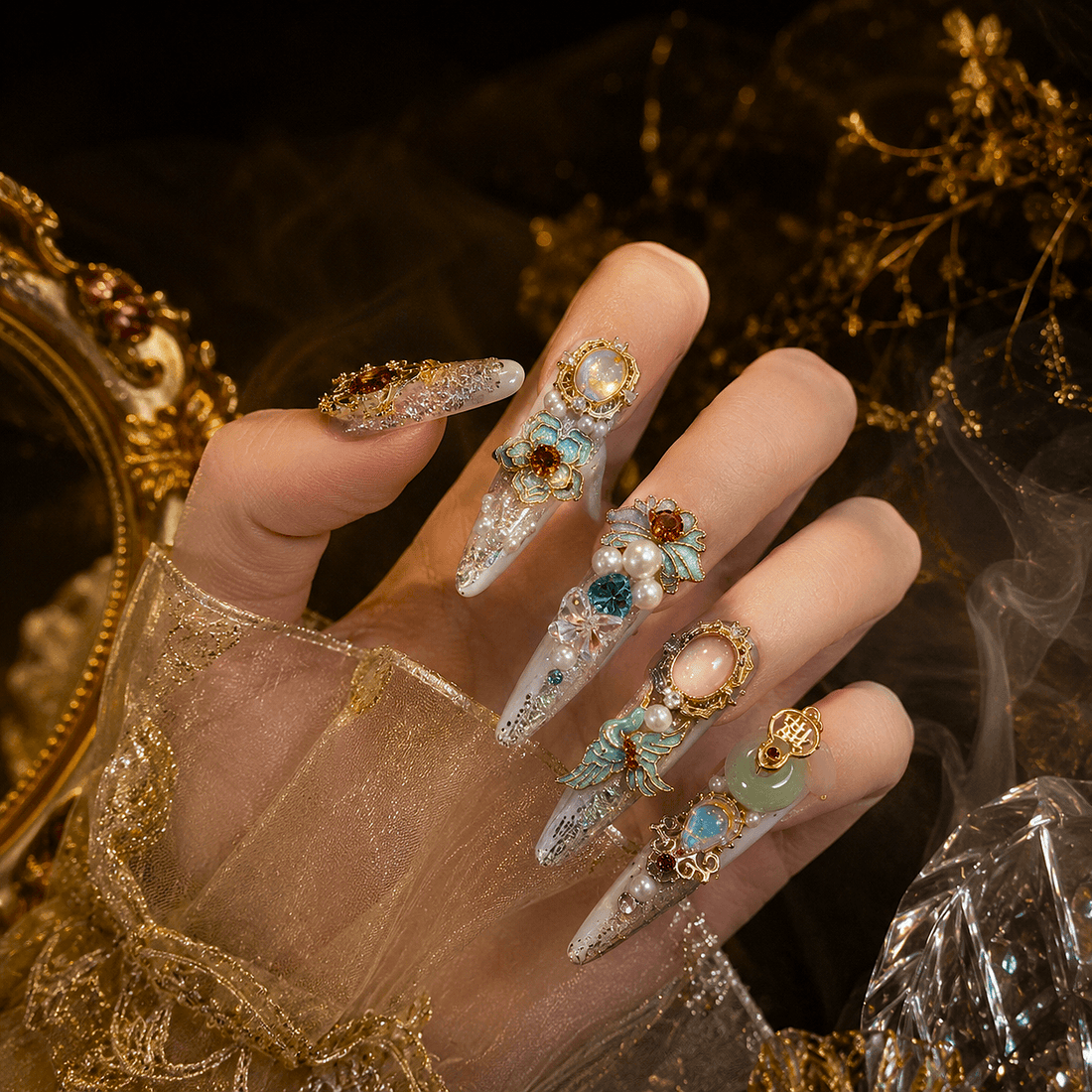 Celestial Relic｜Handcrafted Couture Press-On Nails