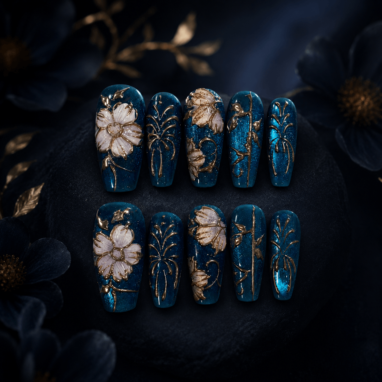Jadeite Nocturne｜Handcrafted Luxury Press-On Nails